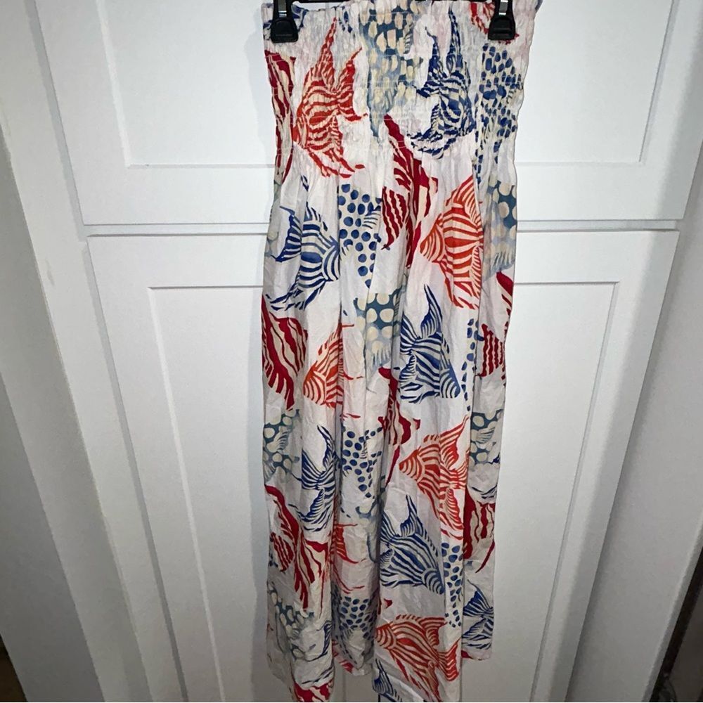 LOFT Angel Fish Print Smocked Skirt - Picture 2 of 11